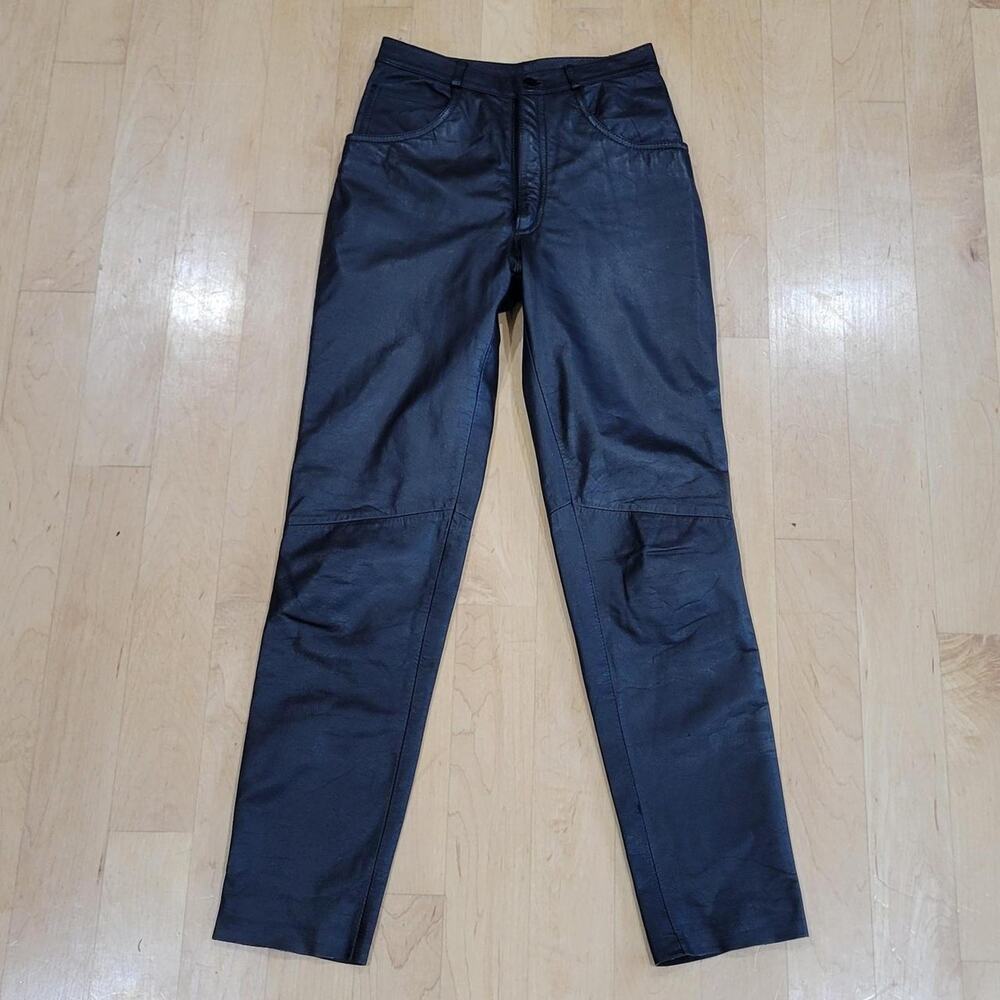 Byrnes & Baker Black Genuine Leather High Rise Pants